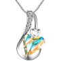 COLOCLOUD Love Heart Pendant Necklace Birthstone Crystal Jewelry for Women, Birthday Anniversary Day Gifts for Wife Sister Best Friend, Silver-Tone 18''+2''-FA