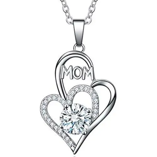 Jude Jewelers Heart Cubic Zircon Mom Pendant Necklace Mothers Day