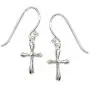 Tisoro 925 Solid Sterling Silver Tiny Dangling Cross Threader Earrings, Small Dangle Bubble Cross Tisoro 925 Solid Sterling Silver Tiny Dangling Cross Threader Earrings, Small Dangle Bubble Cross