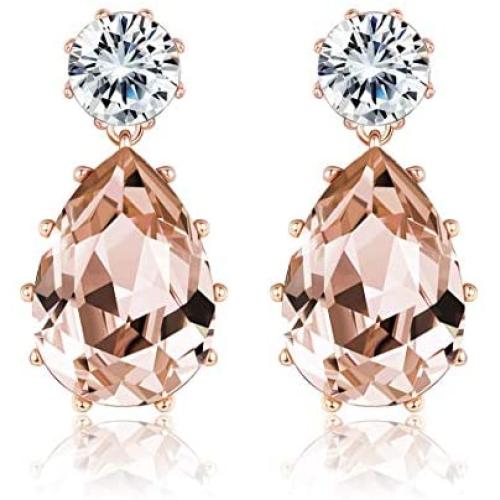 Sllaiss Teardrop Dangle Earrings For Women 14K Gold Plated Crystals Earring With AAA+ Cubic Zirconia Christmas Jewelry Gift For Women