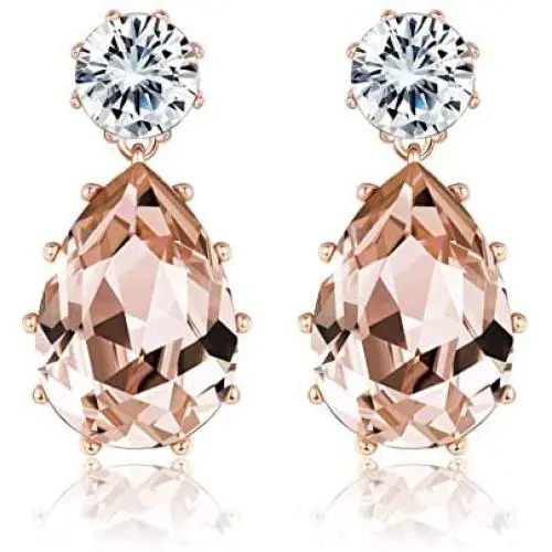 Sllaiss Teardrop Dangle Earrings For Women 14K Gold Plated Crystals Earring With AAA+ Cubic Zirconia Christmas Jewelry Gift For Women