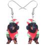 NEWEI Acrylic Christmas Dachshund Dog Earrings For Women Kids Drop Dangle Unique Animal Pet Charm Jewelry Accessories