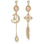 Asymmetrical Stars and Moon Dangle Stud Earrings for Women Planet Earrings with Clear Crystal for Girls