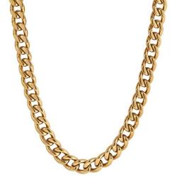 KRKC&CO 6/9/12mm Miami Cuban Link Chain for Men, 18K Gold Plated Stainless Steel Anti-Tarnish Anti-Allergies Hip Hop Rapper Chain Necklace for Men, 18 20 22 24 26 inches