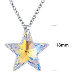 TANGPOET Star Necklace for Women S925 Sterling Silver Crystal Pendant Necklaces Star Jewelry for Teens Girls Mom Daughter