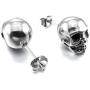 Fusamk Punk Piercing Body Jewelry Titanium Steel Skull Stud Earrings