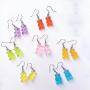 RUIZHEN Cute Mini Gummy Bear Dangle Earrings Pendant Necklace Jewelry Set Cute Animal Earrings
