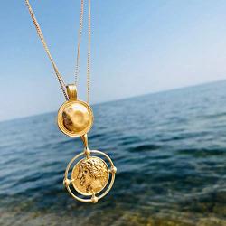 Doubnine Boho Layered Necklace Gold Medallion Coin Saint Charm Jewelry Retro Accessories for Women