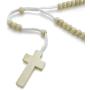 INBLUE Men,Womens Wood Pendant Necklace Cross Bead 24 Inch Rosary Chain
