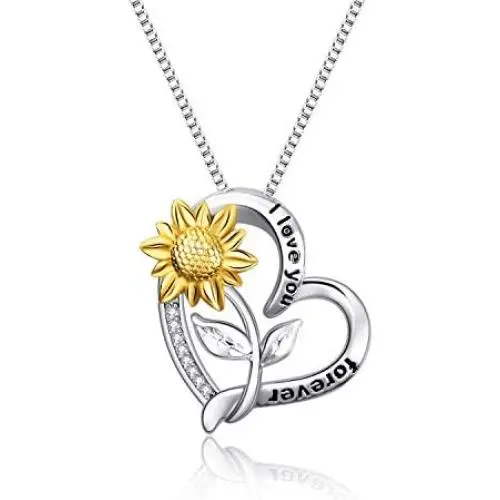 WINNICACA [ Sunflower & Dainty Sterling Silver Created Opal Flower Choker Necklace Jewelry for Women Birthday Gifts