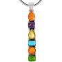 Gemstone Pendant Necklace 925 Sterling Silver & Genuine Turquoise & Gemstones (20'' Length)