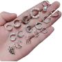 Ofeiyaa 16 PCS Ear Clips Cartilage Hoop Earring Ear Cuffs Non Piercing Earrings Wrap Set for Women Girl Men Size Adjustable Silver Gold Tone