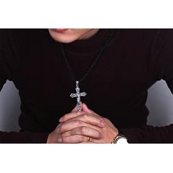 Mens 925 Sterling Silver Christian Jesus Cross Crucifix Pendant Necklace With Engraving Religious Jewelry