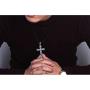 Mens 925 Sterling Silver Christian Jesus Cross Crucifix Pendant Necklace With Engraving Religious Jewelry