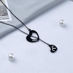 Gold Rose Y Necklaces 12 Zodiac Sign Necklace Black Constellation Jewelry Gift for Women Girls Astrology Sign Symbol Necklaces