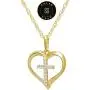 SOLIDGOLD- 14K Yellow Gold Crystal Clear CZ Cross Heart Pendant and an Adjustable Necklace Chain SOLIDGOLD- 14K Yellow Gold Crystal Clear CZ Cross Heart Pendant and an Adjustable Necklace Chain