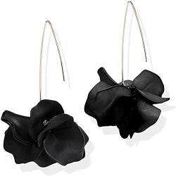 Boho Rose Petal Dangle Resin Earrings - Long Drop Acrylic Tiered Flower Earrings - Statement Exaggerated Floral Tassel Earrings for Women and Girls