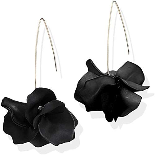 Boho Rose Petal Dangle Resin Earrings - Long Drop Acrylic Tiered Flower Earrings - Statement Exaggerated Floral Tassel Earrings for Women and Girls