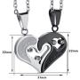 LOLIAS Stainless Steel Yin Yang Love Heart Pendant Couple Necklace for Men Women Puzzle Matching Valentine Gifts for Him&Her Jewelry Set