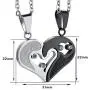 LOLIAS Stainless Steel Yin Yang Love Heart Pendant Couple Necklace for Men Women Puzzle Matching Valentine Gifts for Him&Her Jewelry Set