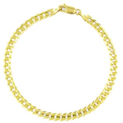 Nuragold 10k Yellow Gold 5.5mm Cuban Curb Link Chain Bracelet, Womens Mens Lobster Lock 7'' 7.5'' 8'' 8.5'' 9''