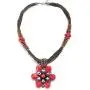 COOLSTEELANDBEYOND Large Statement Flower Necklace Multi-Strand Collar Red Blue Gem Stone Dangle Pendant, Party COOLSTEELANDBEYOND Large Statement Flower Necklace Multi-Strand Collar Red Blue Gem Stone Dangle Pendant, Party