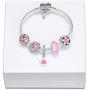 CKK Charm Classic Flower Charm S925 Sterling Silver Bead Compatible with Pandora Bracelet Women DIY Jewelry (Gradient Pink)