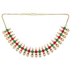 Efulgenz Indian Bollywood Gold Plated Crystal Rhinestone Faux Pearl Wedding Bridal Choker Necklace Earring Jewellery Set