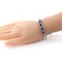 Gem Stone King 925 Sterling Silver Blue Sapphire Gemstone Birthstone Bracelet, 6.14 Ctw, Center Stones: 7X5MM, 7 Inch + 1.5 inch Extender