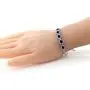 Gem Stone King 925 Sterling Silver Blue Sapphire Gemstone Birthstone Bracelet, 6.14 Ctw, Center Stones: 7X5MM, 7 Inch + 1.5 inch Extender