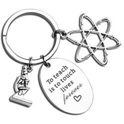 Science Teacher Gift To Teach Is To Touch Lives Forever Keychain Chemistry Science Jewelry Atom Microscope Keychain