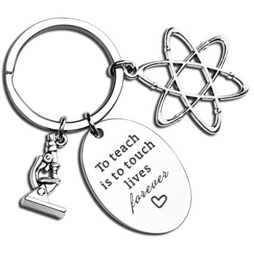 Science Teacher Gift To Teach Is To Touch Lives Forever Keychain Chemistry Science Jewelry Atom Microscope Keychain