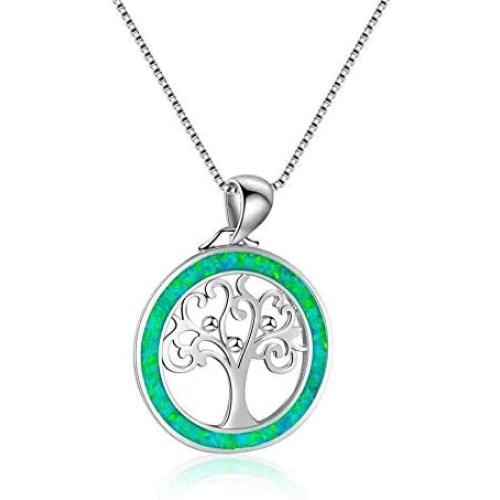 DMOMSA Elegant gem Green Tree of Life Pendant Lucky Necklace Charm Jewelry Suitable for Womens Birthday Gifts, Valentines Day, Mothers Day