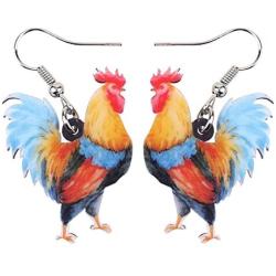 DOWAY Acrylic Charm Chicken Rooster Earrings Drop Dangle Jewelry Farm Decoration for Women Girls Funny Party Gifts (Multicolor)