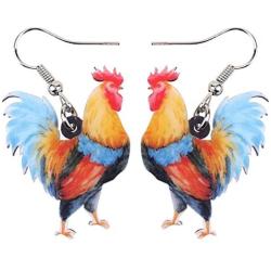 DOWAY Acrylic Charm Chicken Rooster Earrings Drop Dangle Jewelry Farm Decoration for Women Girls Funny Party Gifts (Multicolor)