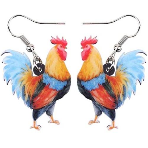 DOWAY Acrylic Charm Chicken Rooster Earrings Drop Dangle Jewelry Farm Decoration for Women Girls Funny Party Gifts (Multicolor)