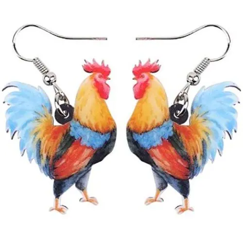 DOWAY Acrylic Charm Chicken Rooster Earrings Drop Dangle Jewelry Farm Decoration for Women Girls Funny Party Gifts (Multicolor)