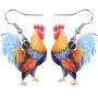 DOWAY Acrylic Charm Chicken Rooster Earrings Drop Dangle Jewelry Farm Decoration for Women Girls Funny Party Gifts (Multicolor)
