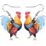 DOWAY Acrylic Charm Chicken Rooster Earrings Drop Dangle Jewelry Farm Decoration for Women Girls Funny Party Gifts (Multicolor)