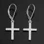 Kooljewelry Sterling Silver and Cubic Zirconia Cross Dangle Earrings
