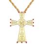 Religious Jesus Crucifix Jeweled Necklace - 18k Gold Plated Jeweled Virgin Mary Pectoral Cross Necklace Zircons Crystals Christian Church Golden Priest Crucifix Orthodox Jewelry Baptism Gift Religious