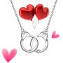 Sterling Silver Handcuff Heart Necklace for Women Girls Dainty Interlocking Statement White Gold Pendant Jewelry Gifts Partners in Crime Best Friend Necklaces