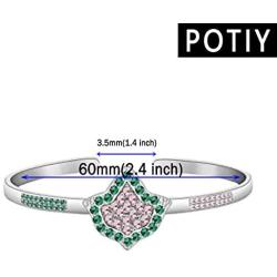 POTIY Sorority Gift Ivy Leaf Cuff Bracelet Sorority Graduation Gift Pink and Green Rhinestone Cuff Bangle