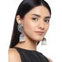 Aheli Vintage Inspired Indian Boho Oxidized Intricate Crafted Peacock Design Jhumki Dangle Earrings Ethnic Fashion Jewelry for Women