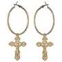 Hithop Cross Dangle Hoop Earrings - Cross with Hoop Charm Tassel Dangle Earrings (A Gold) Hithop Cross Dangle Hoop Earrings - Cross with Hoop Charm Tassel Dangle Earrings (A Gold)