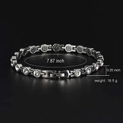 Magnetic Bracelet for Women,Beauty Therapy Titanium Steel Magnetic Bracelets Pain Relief Bracelets Magnetic Clasp Women Free Link Removal Tool (White) …