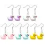 OSNIE 5 Pairs of Cute Duck Dangle Drop Earrings, Funny Resin Little Duckie Pendant Earrings, Indie Aesthetic Creative Personalized Earrings Jewelry Gifts for Women Girls (Multicolored)