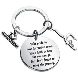 FUSTMW Gymnast Gift Gymnastics Keychain Inspirational Gifts Gymnast Jewelry Gymnastics Class Gift Birthday Jewelry for Teens