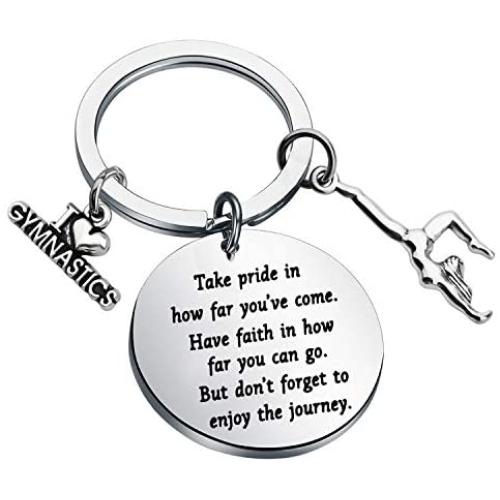 FUSTMW Gymnast Gift Gymnastics Keychain Inspirational Gifts Gymnast Jewelry Gymnastics Class Gift Birthday Jewelry for Teens