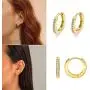 Hoop Earrings for Women, 2 Pairs Sterling Silver and Gold Hypoallergenic Womens Mens Ear Cuff with Cubic Zirconia, Small Jewelry Cartilage Earring Set for Girls as Gift